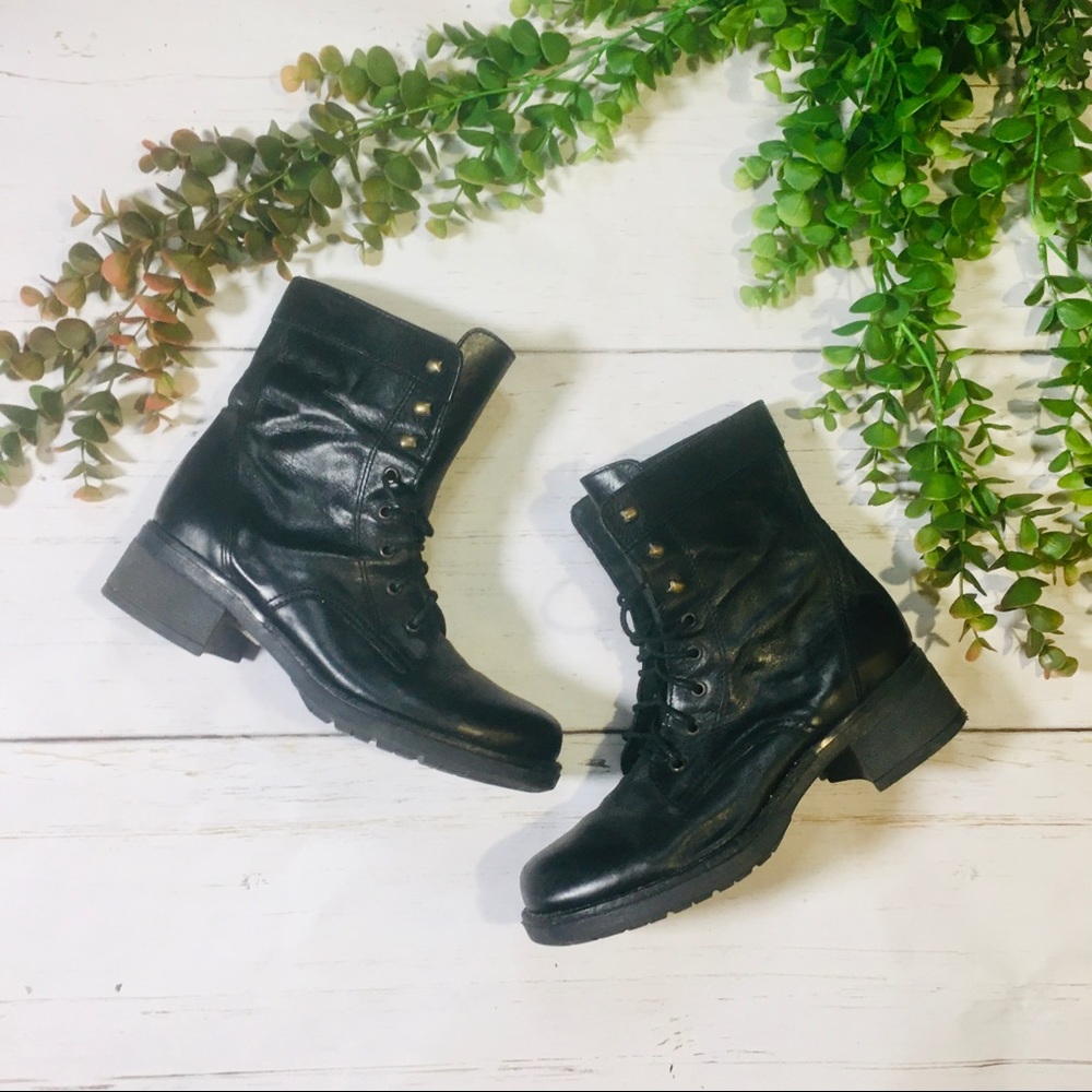 NWOT Leather Combat Lace Up Boots